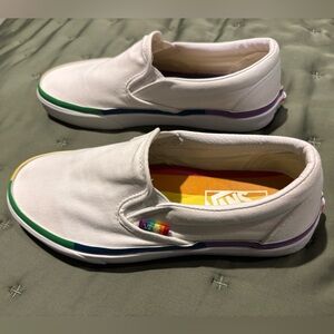 Van’s White Slip-On Rainbow Shoes